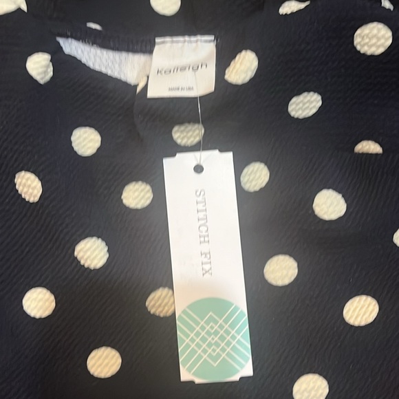 NWT!!! Kaileigh Navy and White Polka Dot Sleeveless Dress, Size M - Picture 5 of 9